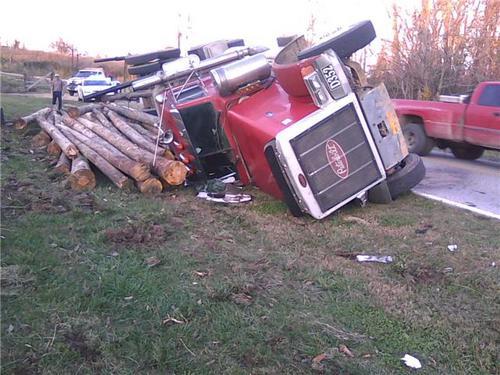 Rolled over semi-truck recovery