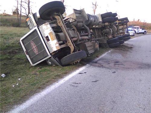 Rolled over semi-truck recovery