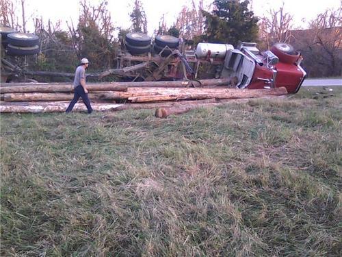 Rolled over semi-truck recovery