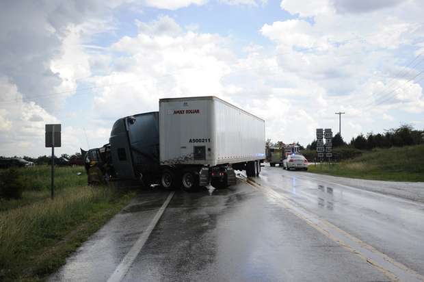 Wrecked semi-truck