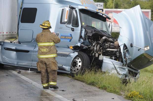 Wrecked semi-truck