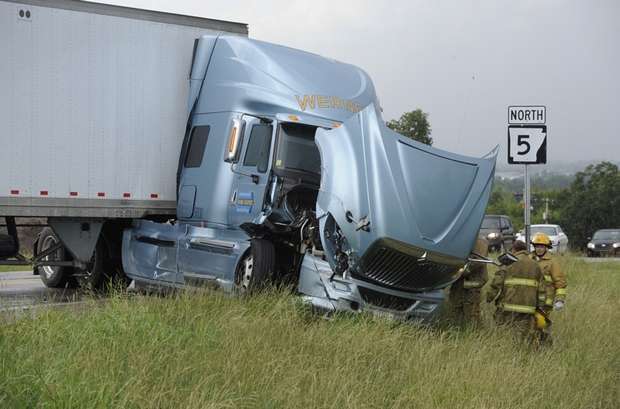 Wrecked semi-truck