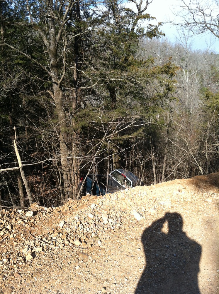 Truck gone off the road and down a hill